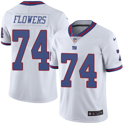 Men's Limited Ereck Flowers Nike Jersey White - #74 Rush NFL New York Giants